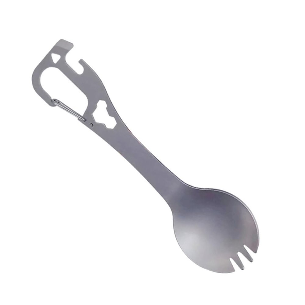 MERRYHAPY Camping Spork Multi-use Stainless Steel Fork Spoon Combo for Hiking Backpacking and Outdoor Dining Includes Bottle Can Openers Lightweight and Portable