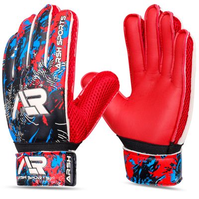 Arsh Sports Soccer Goalie Gloves, Football Goalkeeper Gloves for Kids Youth & Adult Strong Grip Finger Save 4mm Latex Finger Spine Protection (Red, Size 5 Suitable for 9-12 Years)