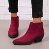 SACFOF Women's Western Cowboy Boots Fashion Pointed Toe Cowgirl Boots For Women Chunky Low Heel Ankle Booties view 3