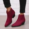 SACFOF Women's Western Cowboy Boots Fashion Pointed Toe Cowgirl Boots For Women Chunky Low Heel Ankle Booties view 4