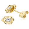 14K Gold Plated 925 Sterling Silver Post Rose Flower Stud Earrings for Women Birthstone Cubic Zirconia Studs Earrings Hypoallergenic & Nickel Free Jewelry Yellow Gold Plated Diamond view 1