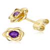 14K Gold Plated 925 Sterling Silver Post Rose Flower Stud Earrings for Women Birthstone Cubic Zirconia Studs Earrings Hypoallergenic & Nickel Free Jewelry Yellow Gold Plated Amethyst view 1
