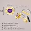 14K Gold Plated 925 Sterling Silver Post Rose Flower Stud Earrings for Women Birthstone Cubic Zirconia Studs Earrings Hypoallergenic & Nickel Free Jewelry Yellow Gold Plated Amethyst view 3