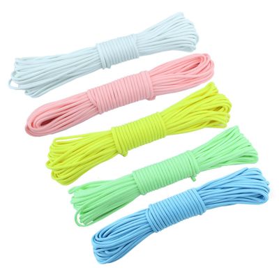 KOMBIUDA 5pcs Umbrella Ropes Glowing Parachute Cord Satin Braided Reflective for Outdoor Use