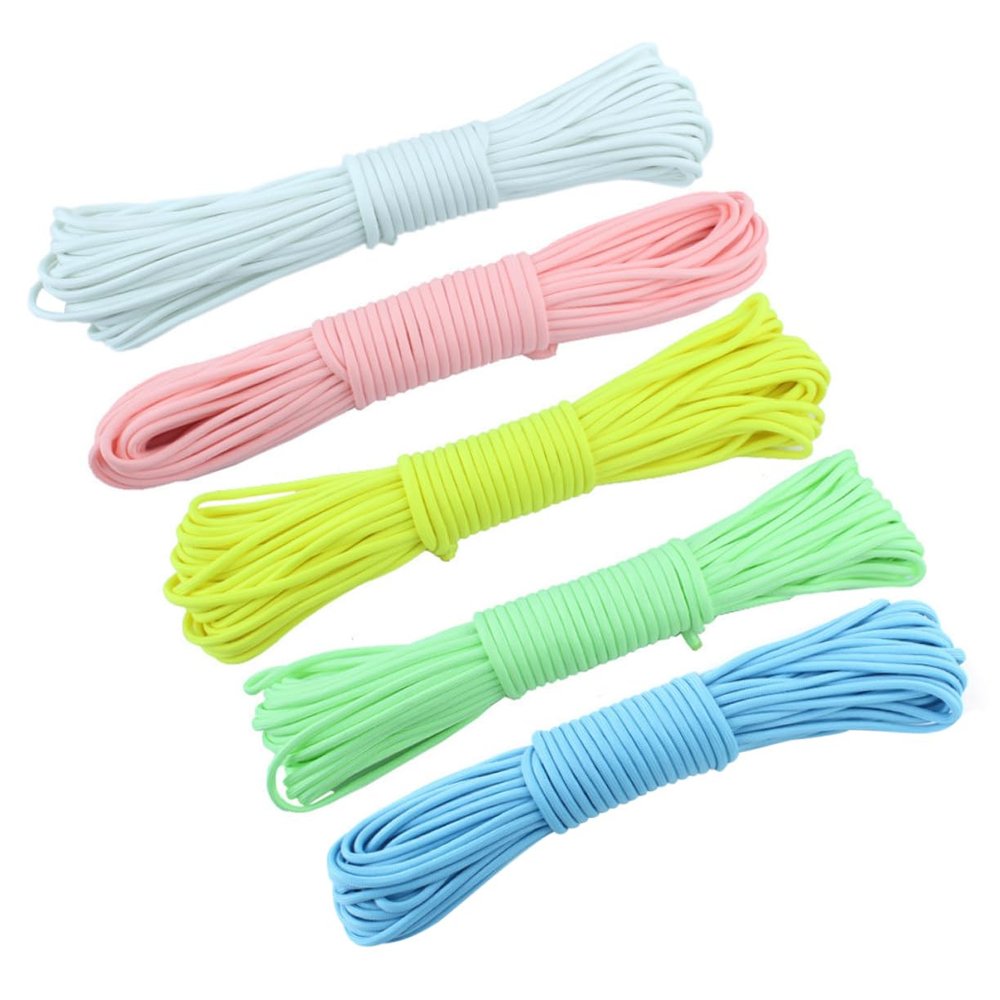 KOMBIUDA 5pcs Umbrella Ropes Glowing Parachute Cord Satin Braided Reflective for Outdoor Use