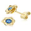 14K Gold Plated 925 Sterling Silver Post Rose Flower Stud Earrings for Women Birthstone Cubic Zirconia Studs Earrings Hypoallergenic & Nickel Free Jewelry Yellow Gold Plated Blue view 1