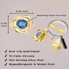 14K Gold Plated 925 Sterling Silver Post Rose Flower Stud Earrings for Women Birthstone Cubic Zirconia Studs Earrings Hypoallergenic & Nickel Free Jewelry Yellow Gold Plated Blue view 3