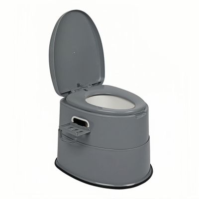Strenagile Portable Camping Toilet with Non-Slip Mat - Essential Camping Gear - Ideal Portable Potty for Camping and Outdoor Adventures - Portable Commode - PP Material - Grey