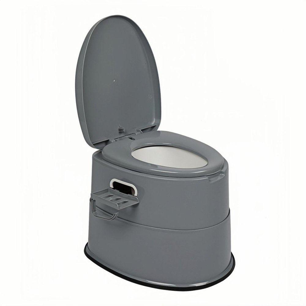 Strenagile Portable Camping Toilet with Non-Slip Mat - Essential Camping Gear - Ideal Portable Potty for Camping and Outdoor Adventures - Portable Commode - PP Material - Grey