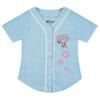 Disney Girls Stitch & Angel Baseball Jersey Mesh Button Down Shirt Light Blue view 1