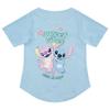 Disney Girls Stitch & Angel Baseball Jersey Mesh Button Down Shirt Light Blue view 2