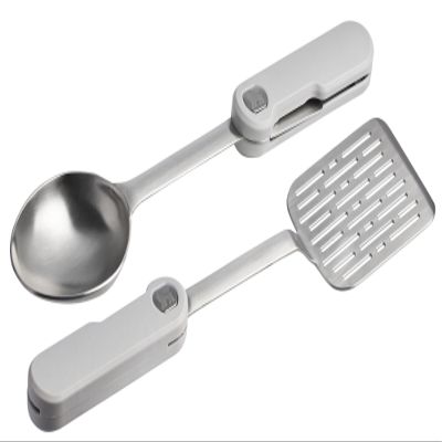 Stanley Wildfare Pro Stainless Steel Fold & Go Utensil Set | Folding Spatula and Spoon | Packable Outdoor Cookware | Camping Essentials for Your Camp Kitchen | BPA-Free | Pale Pebble & Stone