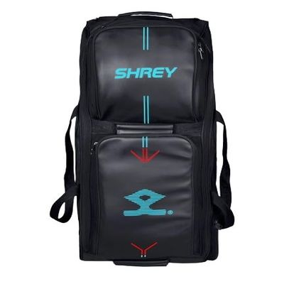 Shrey Meta 120 Wheelie Cricket Bag  Black | 121L Capacity | 3 Bat Pockets | Shoe & Helmet Sections