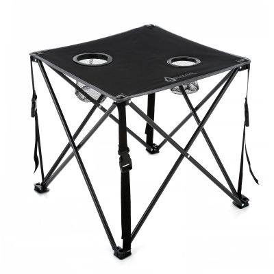 ARROWHEAD OUTDOOR 26 (66cm) Portable Camping Folding Table, 2 Cup Holders, Square, Carrying Case, Steel Frame, High-Grade 600D Canvas