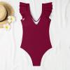 Women's Tummy Control One Piece Swimsuits Cutout Ruffle V Neck Slimming High Waisted Bathing Suit Push Up Wrap Swimwear view 2