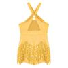 Jizyo Sequin Latin Dance Dress for Girls Tassel Salsa Ballroom Dancewear Sparkle Fringe Dress Modern Cha Cha Dancer Outfit Gold 12 Years view 4