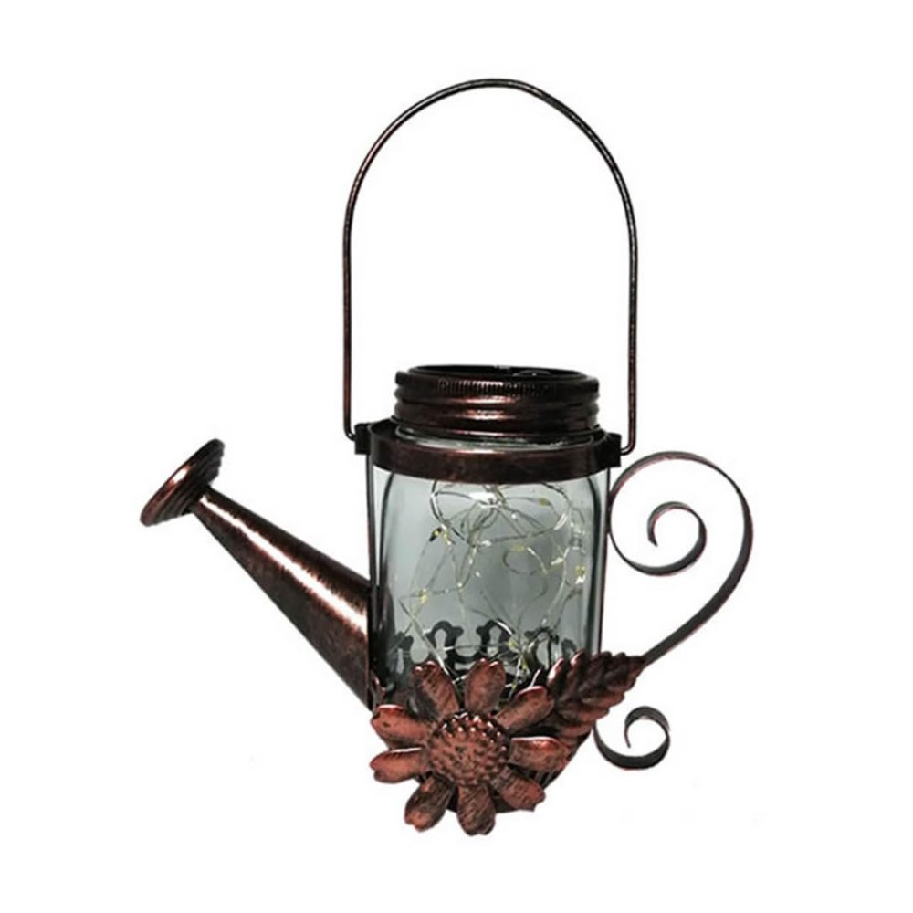FONDOTIN Solar Garden Kettle Light Outdoor Solar Lamp with Led Night Decoration for Lawn Pathway and Patio Elegant Iron Craftsmanship for Outdoor Spaces