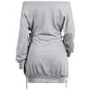 JEKE-DG Womens Bodycon Ruched Mini Dress Sexy Off Shoulder Long Sleeve Dress Casual Lace Up Loose Club Mini Dress (XX-Large,Grey) view 3