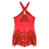 Jizyo Sequin Latin Dance Dress for Girls Tassel Salsa Ballroom Dancewear Sparkle Fringe Dress Modern Cha Cha Dancer Outfit Red 12 Years view 4