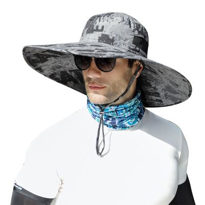 ALANGDUOXXL Big Head & Super Wide Brim Sun Hats for Men, XXL Large Fishing Sun Hat UPF50+Waterproof Boonie Bucket Hat for Safari Gardening,Hiking, Beach