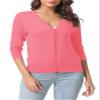 Urban CoCo Woman's 3/4 Sleeve V-Neck Cropped Cardigan Sweater Open Front Lightweight Knit Shrugs for Women (Coral,XL view 2
