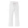 Straight Leg Linen Pants for Women Mens Linen Harem Capri Pants Drawstring 3/4 Shorts Casual Beach Yoga Hippie Thai Pants White 3X-Large view 2