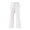 Straight Leg Linen Pants for Women Mens Linen Harem Capri Pants Drawstring 3/4 Shorts Casual Beach Yoga Hippie Thai Pants White 3X-Large view 3