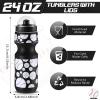 Hosuly 24 Pcs 24 oz Baseball Water Bottle Bulk and Drawstring Bag Set 12 Reusable Plastic Biking Water Bottle Tumbler 12 Sport Gym Goodie Gift Bag for Party Favor (Black) view 2