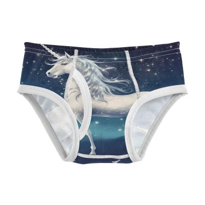 ALAZA White Unicorn Starry Boys' Briefs Soft Underwear Available in Sizes 5t
