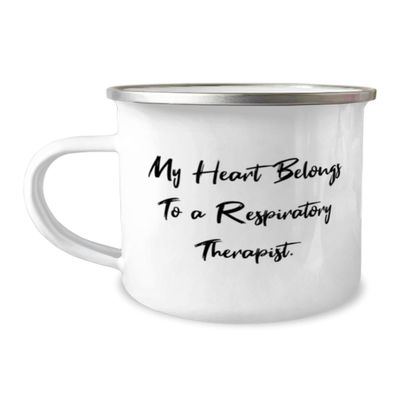 NineFit Basics Gag Respiratory therapist 12oz Camping Mug, My Heart Belongs To a Respiratory Therapist, Epic For Coworkers From Team Leader, White