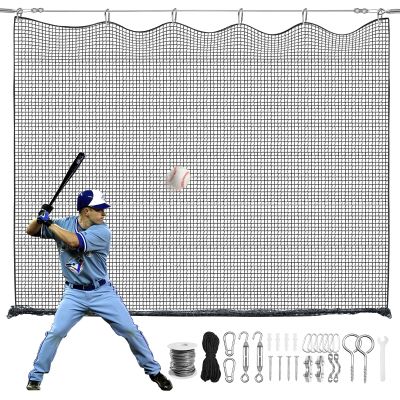 Baseball Backstop Net,Batting Cage Netting with Steel Hanging Kit and Rope