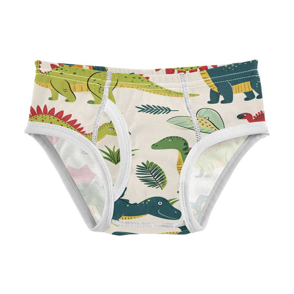 ALAZA Dinosaur Leaves Cartoon Boys' Briefs Soft Underwear Available in Sizes 3t Multicolor