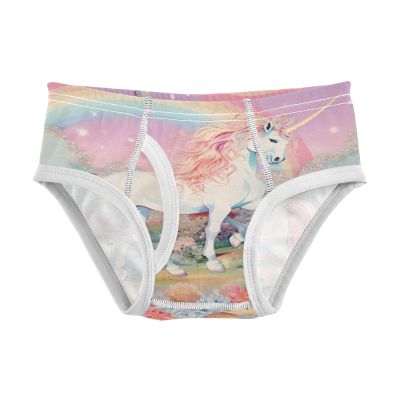 ALAZA Rainbow Unicorn Blossom Flower Boys' Briefs Soft Underwear Available in Sizes 6y