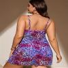 WKQSCNLR Women's Two Piece Plus Size Leopard Print Tank Tops Tankini Swimsuits with High Waisted Bikini Bottom Modest Tummy Control V Neck Bathing Suit Swimdress 4XL Purple view 2