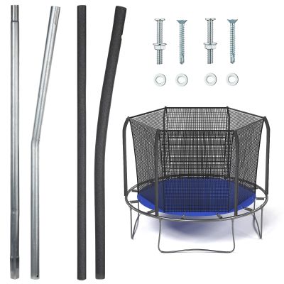 Blulu 1 Sets Trampolines Single Enclosure Pole Set Trampoline Replacement Parts Upper and Lower Enclosure Kit Net Poles with Foam Sleeve (Black)