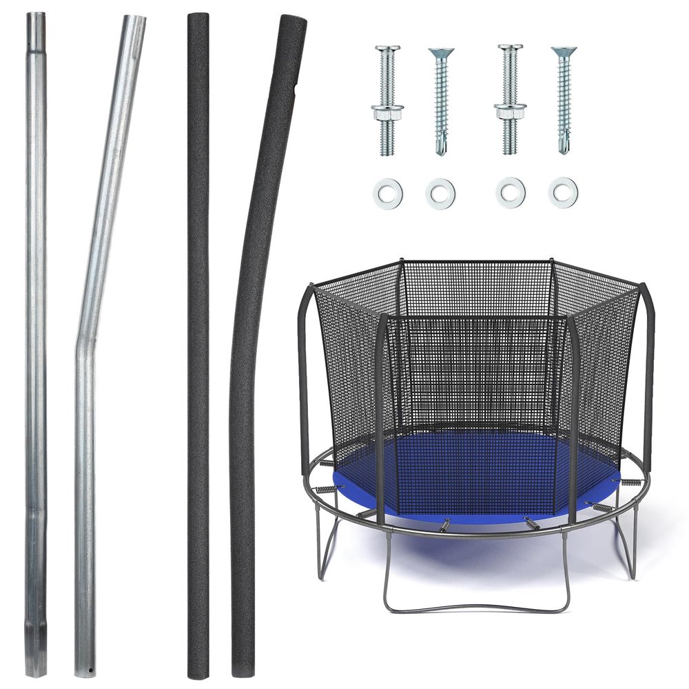 Blulu 1 Sets Trampolines Single Enclosure Pole Set Trampoline Replacement Parts Upper and Lower Enclosure Kit Net Poles with Foam Sleeve (Black)
