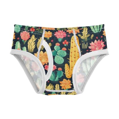 ALAZA Cactus Blossom Floral Boys' Briefs Soft Underwear Available in Sizes 3t Multicolor