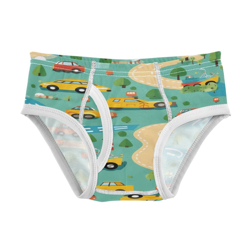 ALAZA Cartoon Car Tree Boys' Briefs Soft Underwear Available in Sizes 4t Multicolor