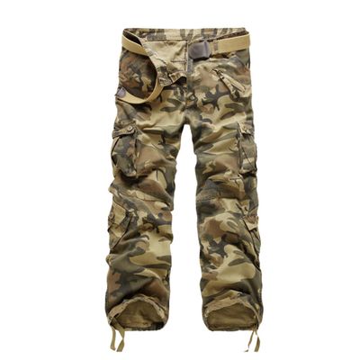 Casual Tactical Pants for Men Wash Cotton Ripstop Cargo Pants Outdoor Hiking Pants with Multi Pockets(No Belt) (Camo2,29)