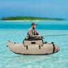 Inflatable Boat, Inflatable Fishing Boat, Portable Boat Raft Kayak with Accessories Pole Holders Cushions Grab Line Outdoor Fishing Boat for Adults, Kids (Khaki) view 3
