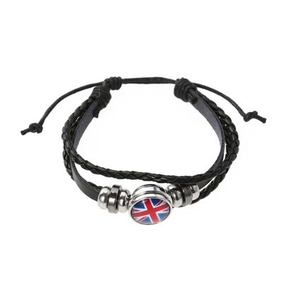 OATIPHO Patriotic Wristband Fashion Soccer Flag Jewelry Braided Leather Bracelet for Men Women