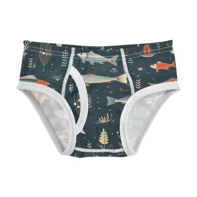 ALAZA Fish Navy Blue Boys' Briefs Soft Underwear Available in Sizes 2t