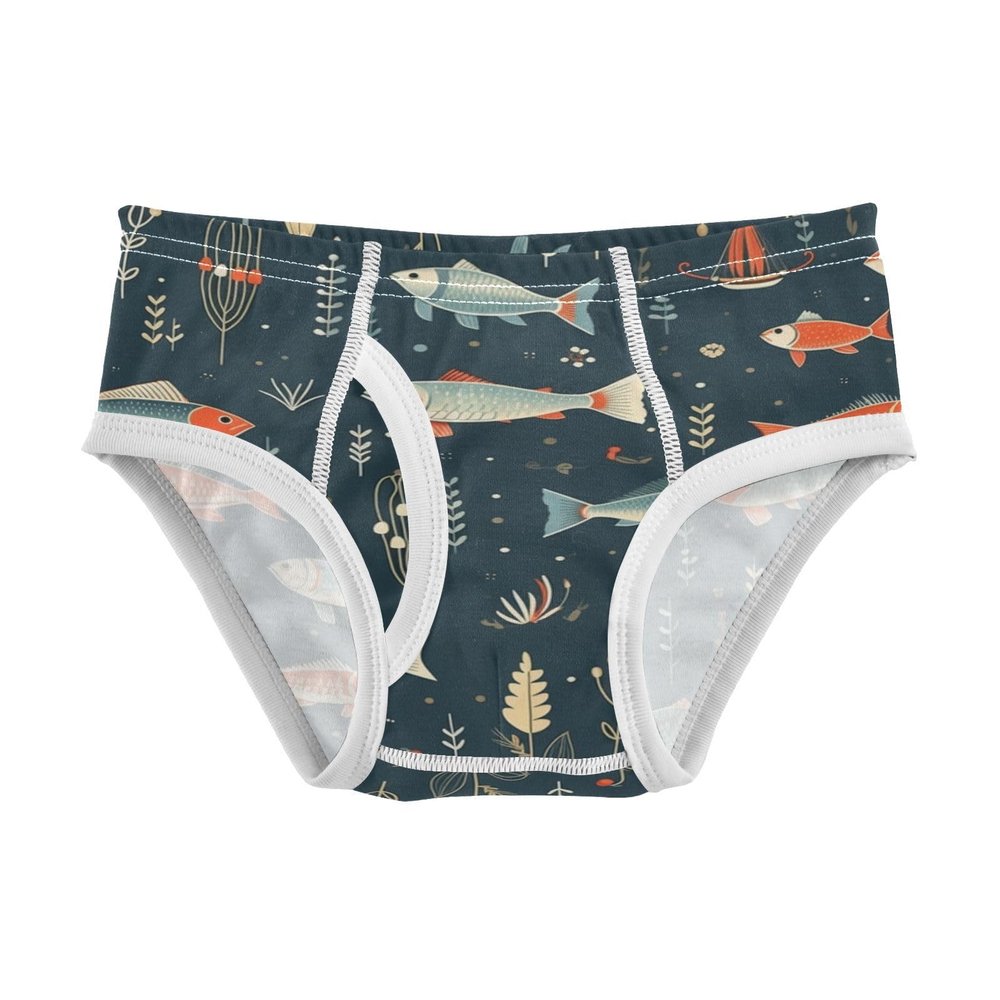 ALAZA Fish Navy Blue Boys' Briefs Soft Underwear Available in Sizes 2t