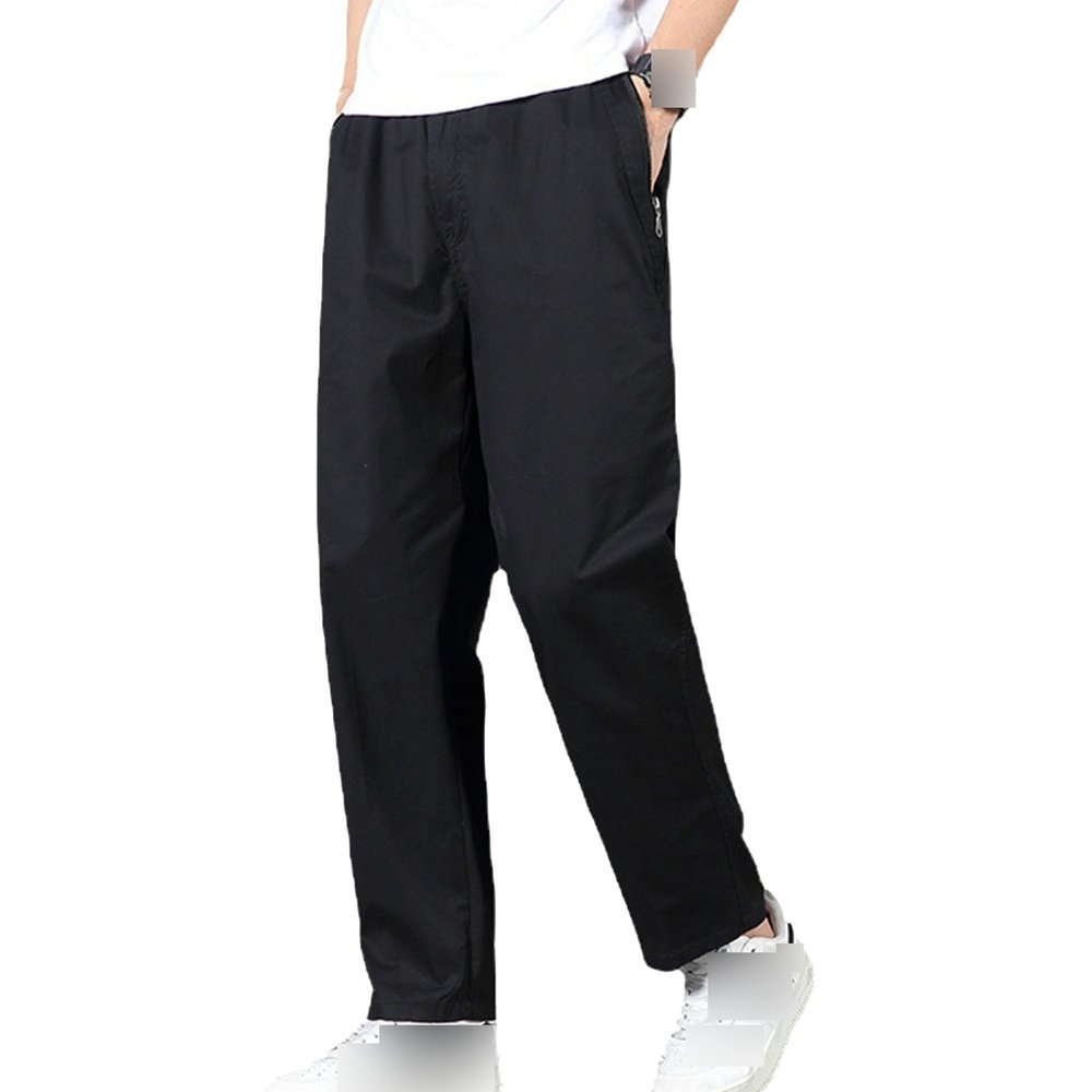 JEsilunmaMY Men's Relaxed Fit Casual Cargo Pants Elastic Waist Lightweight Lounge Pants Hiking Outdoor Joggers Cotton Pants (Black,3X-Large)