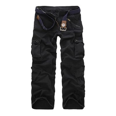 Casual Tactical Pants for Men Wash Cotton Ripstop Cargo Pants Outdoor Hiking Pants with Multi Pockets(No Belt) (Black,31)