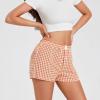 Pivanzore Y2k Plaid Shorts for Women Casual Elastic Waist Aesthetic Lounge Bottom Baggy Pajama Shorts Boxers Sleepwear(Shorts-Orange,Small) view 2