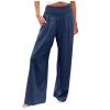 White Linen Pants Women Straight Leg Women's Wide Leg Harem Pants Cotton Linen Striped Casual Palazzo Pants with Pockets Khaki X-Large view 2