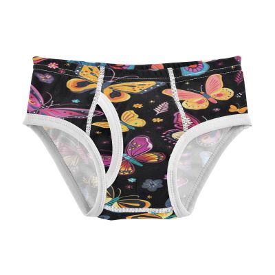 ALAZA Hipster Butterfly Blossom Black Boys' Briefs Soft Underwear Available in Sizes 4t