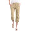 Cotton Linen Pants Women Straight Leg Women's Summer High Waisted Cotton Linen Palazzo Wide Leg Casual Pants with Pockets Khaki X-Large view 1