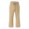 Cotton Linen Pants Women Straight Leg Women's Summer High Waisted Cotton Linen Palazzo Wide Leg Casual Pants with Pockets Khaki X-Large view 2